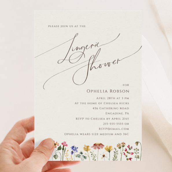Colorful Wildflower | Beige Lingerie Shower Invitations