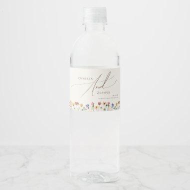 Colorful Wildflower | Beige Water Bottle Label