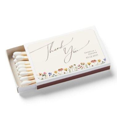 Colorful Wildflower | Beige Wedding Favor Matchboxes