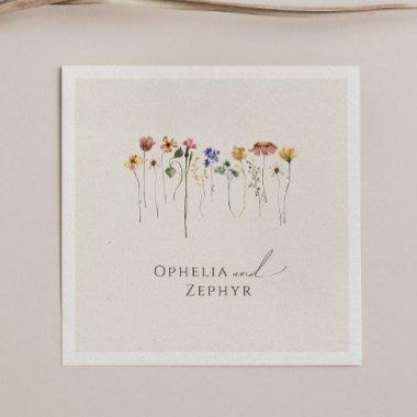 Colorful Wildflower | Beige Wedding Napkins