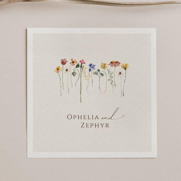 Colorful Wildflower | Beige Wedding Napkins
