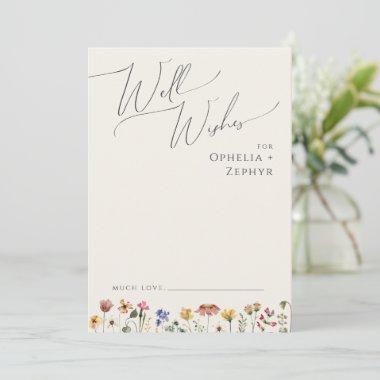 Colorful Wildflower Beige Wedding Well Wishes Invitations