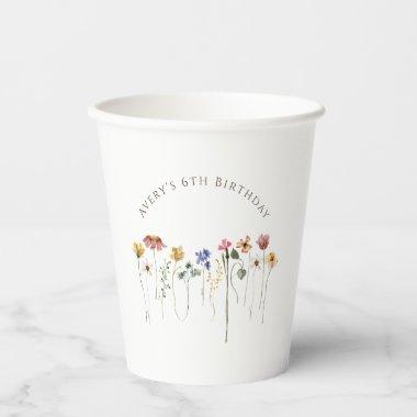 Colorful Wildflower Birthday Party Paper Cups