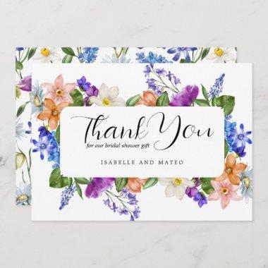 Colorful Wildflower Bridal Shower Flat Thank You Invitations