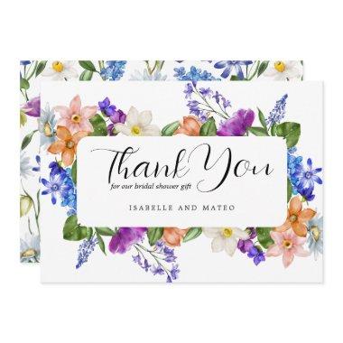 Colorful Wildflower Bridal Shower Flat Thank You Invitations