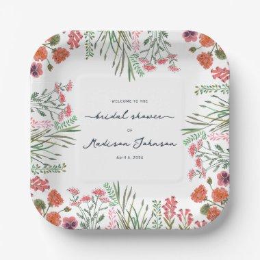 Colorful Wildflower Bridal Shower Invitations Paper Plates