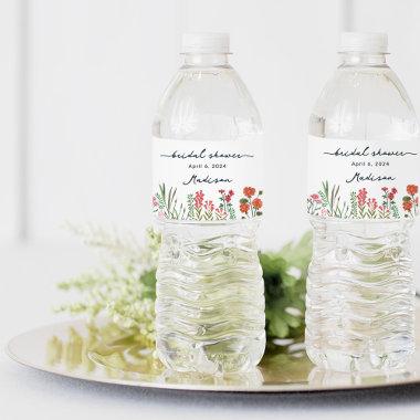 Colorful Wildflower Bridal Shower Invitations Water Bottle Label