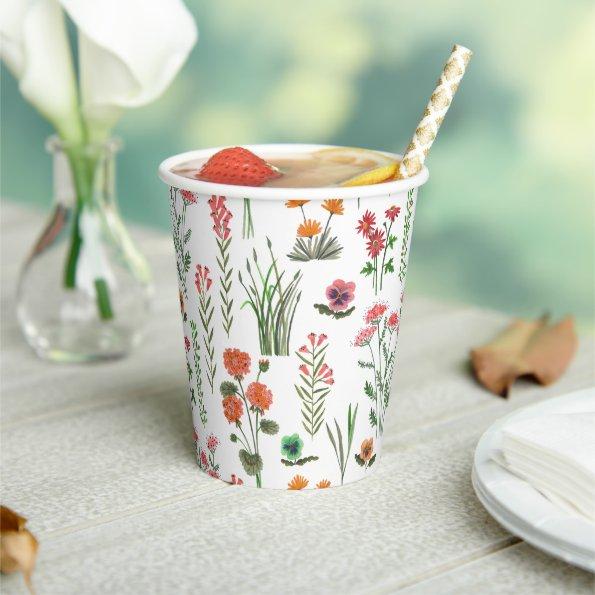 Colorful Wildflower  Paper Cups