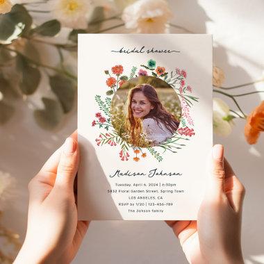 Colorful Wildflower Bridal Shower Photo Invitations