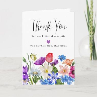 Colorful Wildflower Bridal Shower Thank You Invitations