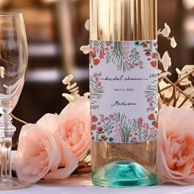 Colorful Wildflower Bridal Shower Wine Label