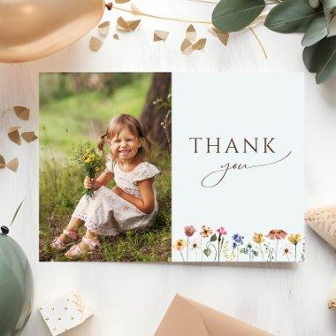 Colorful Wildflower Flat Photo Birthday Party Thank You