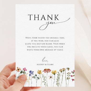 Colorful Wildflower Flat Vertical Baby Shower Thank You Invitations