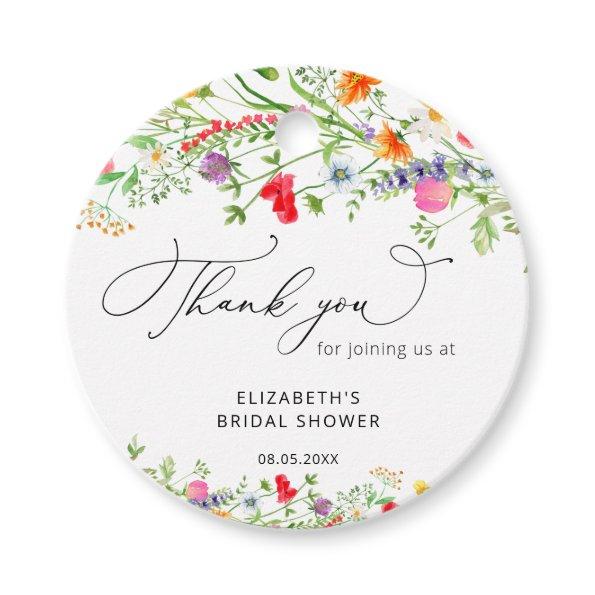 Colorful wildflower floral bridal shower favor tags