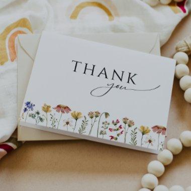 Colorful Wildflower Folded Baby Shower Thank You