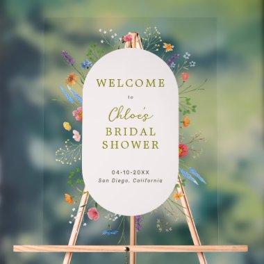 Colorful Wildflower Garden  Welcome Acrylic Sign