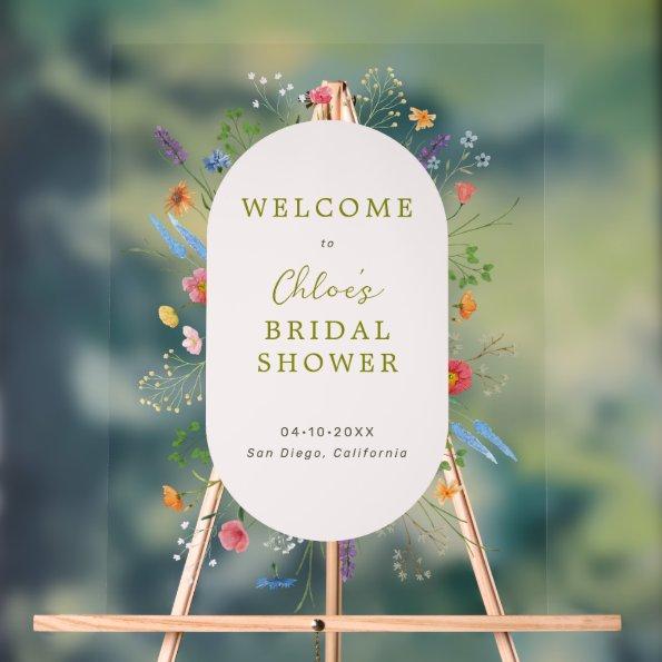 Colorful Wildflower Garden  Welcome Acrylic Sign