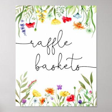 Colorful Wildflower raffle baskets sign