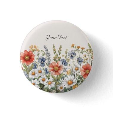 Colorful Wildflowers Button