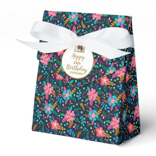 Colorful Wildflowers, Custom Photo, Birthday Party Favor Boxes