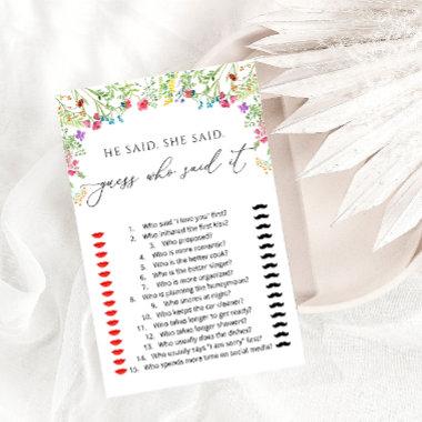 Colorful Wildflowers Floral Bridal Shower Game