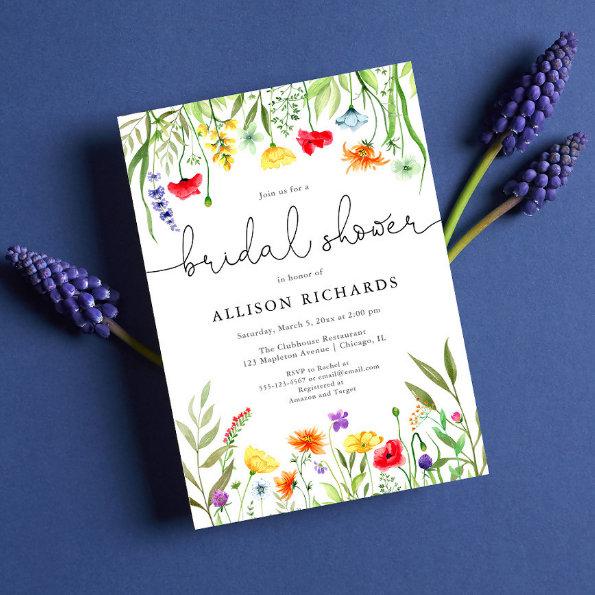Colorful wildflowers spring bridal shower Invitations
