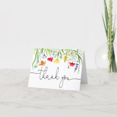 Colorful wildflowers spring florals Thank You Invitations