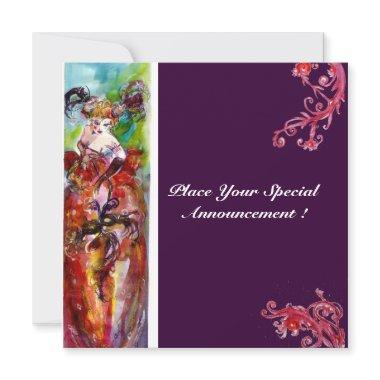 COLUMBINE,Mardi Gras, Sweet 16 Masquerade Party Invitations