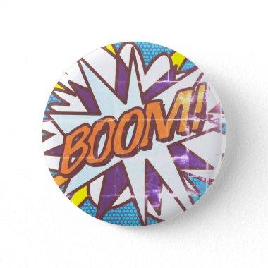 Comic Book Pop Art BOOM! Retro Button