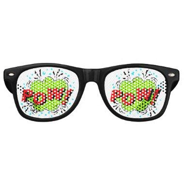 Comic Pop Art Green Red POW Novelty Fun Joke Retro Sunglasses