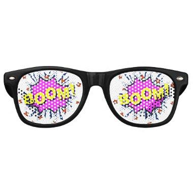 Comic Pop Art Purple Yellow BOOM Novelty Fun Joke Retro Sunglasses