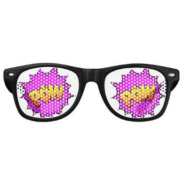Comic Pop Art Yellow Purple POW Novelty Funny Joke Retro Sunglasses