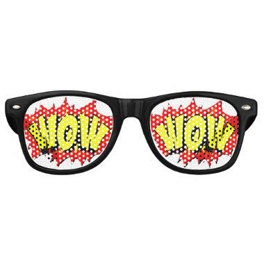 Comic Pop Art Yellow Red WOW Novelty Funny Joke Retro Sunglasses