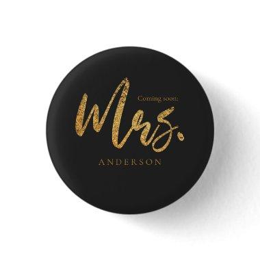 Coming Soon or Future Mrs. Wedding Gold Glitter Button