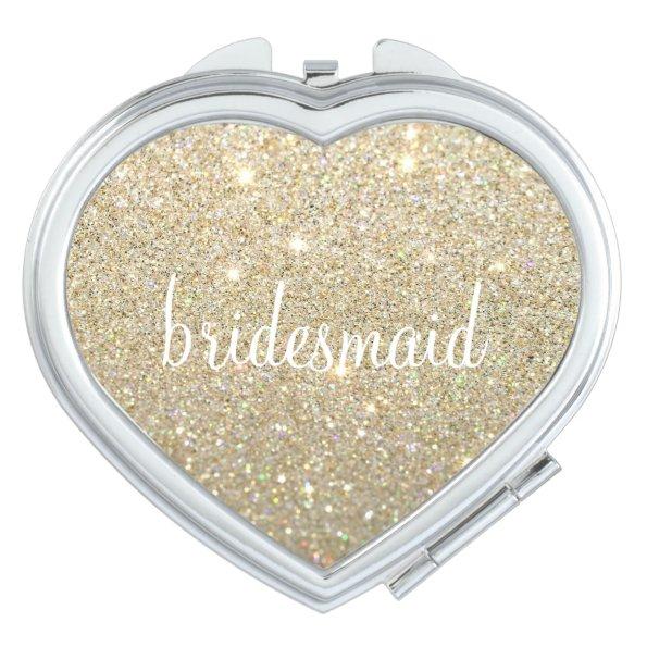Compact Mirror - Glitter Bridesmaid Fab Gold
