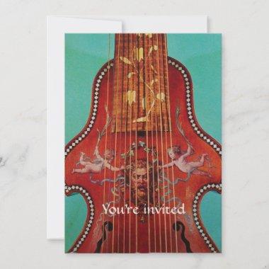 CONCERT,MUSIC,WEDDING,Red Blue Turquoise Champagne Invitations