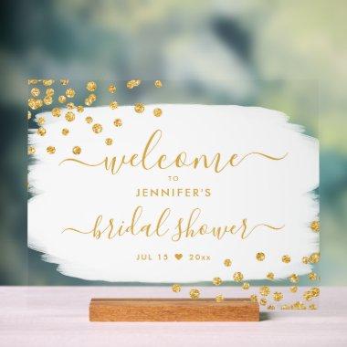 Confetti  Welcome Gold White Paint Acrylic Sign