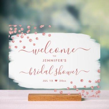 Confetti  Welcome Rose Gold Paint Acrylic Sign