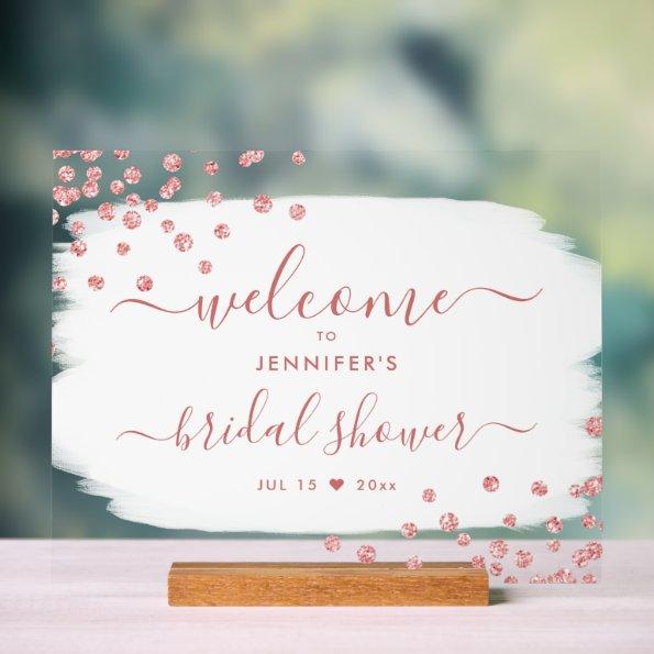 Confetti  Welcome Rose Gold Paint Acrylic Sign