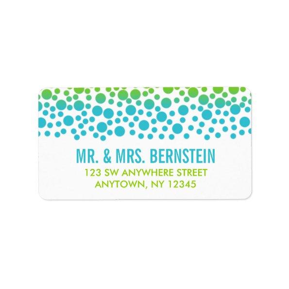 Confetti Dots Teal Lime Green Address Label