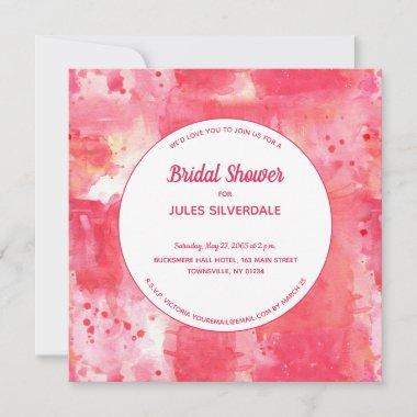 Confetti Modern Pink Watercolor Bridal Shower Invitations