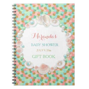 Confetti Sea Shells Peach Mint Gold Coral Aqua Notebook