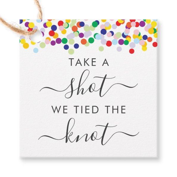 Confetti Take a Shot We Tied the Knot Wedding Favor Tags