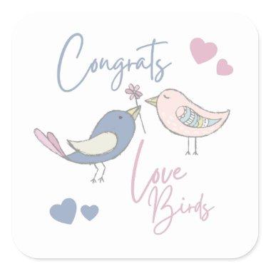 Congrats Love Birds Stickers
