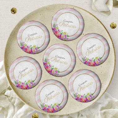 Congrats Pink & Gold Floral Bridal Shower Chocolate Covered Oreo