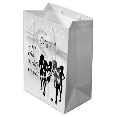 Congrats to the Bride to Be - White Medium Gift Bag