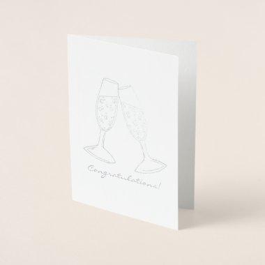 Congratulations Champagne Glass Wedding Bridal Foil Invitations