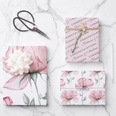 Congratulations Floral Wrapping Paper Sheets