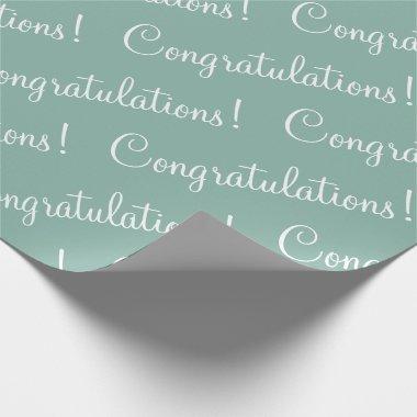 Congratulations Green Script Wedding Shower Wrapping Paper