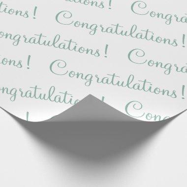 Congratulations Green Script Wedding Shower Wrapping Paper
